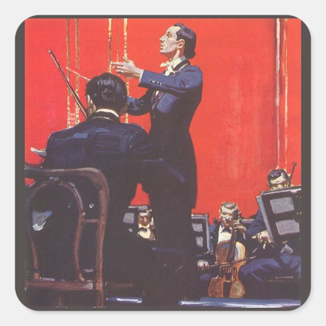Vintage Music, Conducting an Orchestra Square Sticker (Front)
