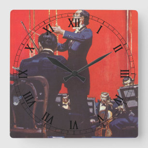 Vintage Music, Conducting an Orchestra Square Wall Clock