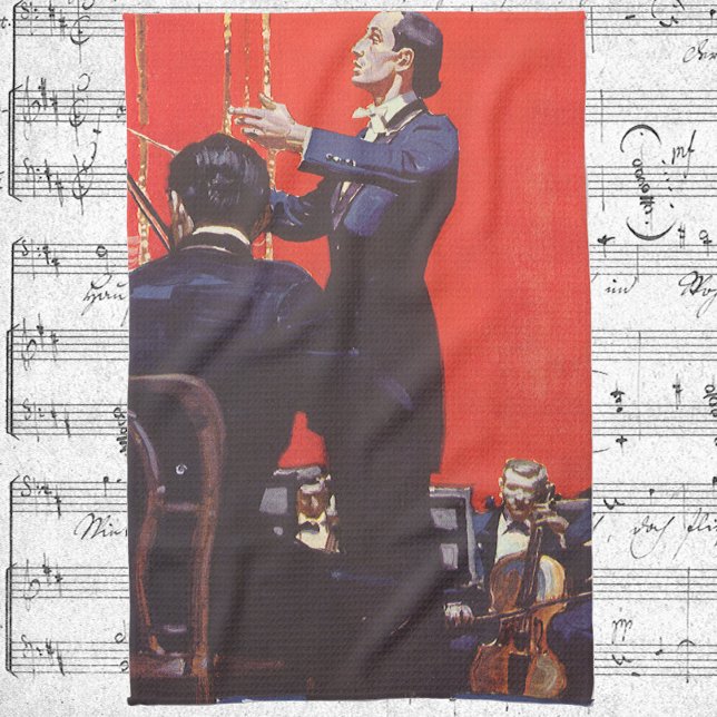 Vintage Music, Conducting an Orchestra Tea Towel (Creator Uploaded)
