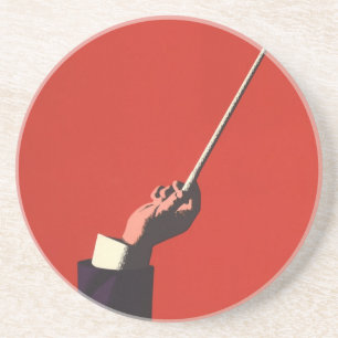 Vintage Music, Conductor's Hand Holding a Baton Coaster