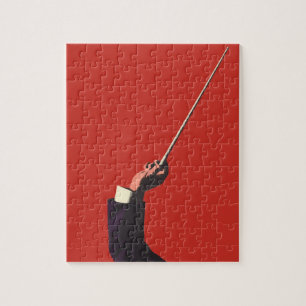 Vintage Music, Conductor's Hand Holding a Baton Jigsaw Puzzle