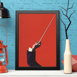 Vintage Music, Conductor's Hand Holding a Baton Poster