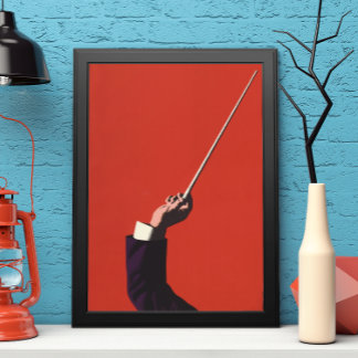 Vintage Music, Conductor's Hand Holding a Baton Poster