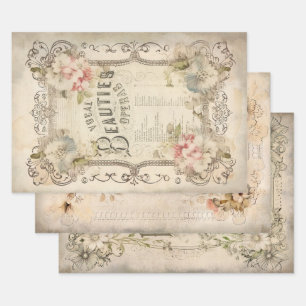 Vintage Music Cover Floral Ephemera Decoupage Wrapping Paper Sheet