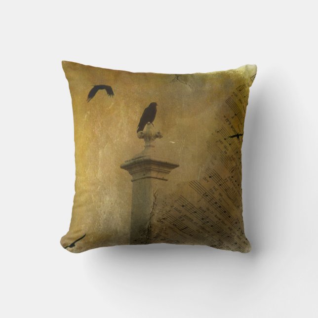Vintage Music Crow Cushion (Front)