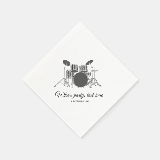 vintage,  music, drum set, Cocktail Paper Napkins (Corner)