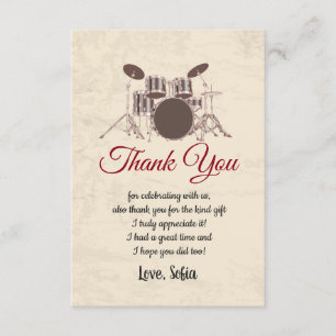 vintage,  music, drum set, thank you card