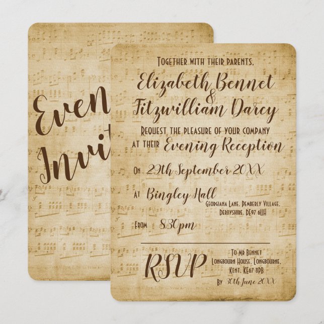 Vintage Music Evening Invitation (Front/Back)