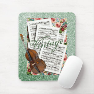 Vintage Music & Flowers Mouse Mat