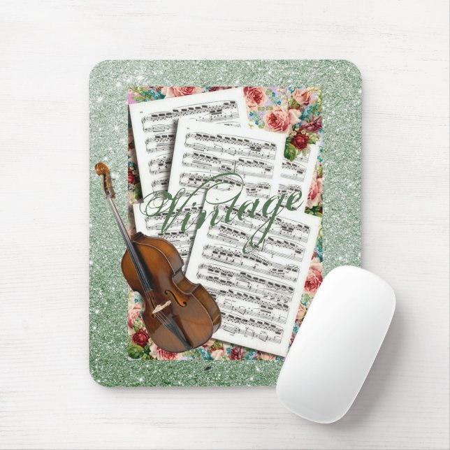 Vintage Music & Flowers Mouse Mat (With Mouse)