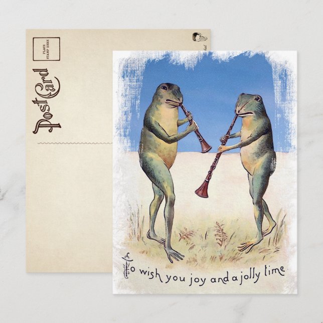 Vintage Music Frogs Christmas Postcard  (Front/Back)