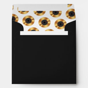 Vintage Music Gold Vinyl Record Black Envelope