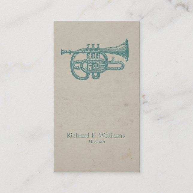 Vintage Music Horn Business Card (Front)