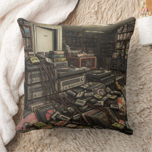 Vintage Music Inspired Liminal Backrooms Cushion