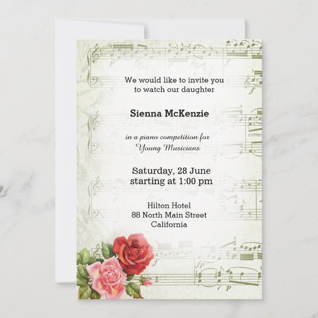 Vintage Music Invitation (Front)