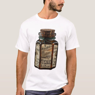 Vintage Music Jar | Musical Notes in Glass Bottle T-Shirt