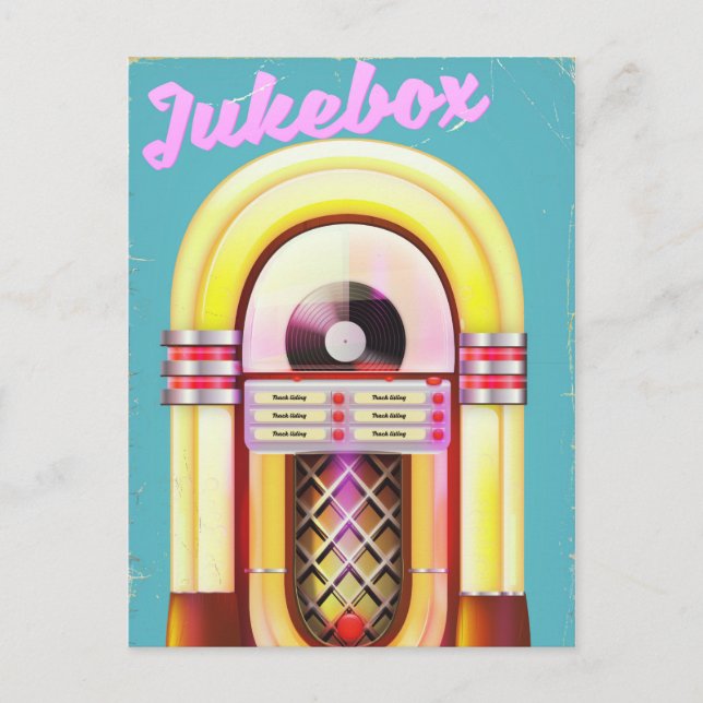 Vintage Music Jukebox Postcard (Front)