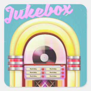 Vintage Music Jukebox Square Sticker