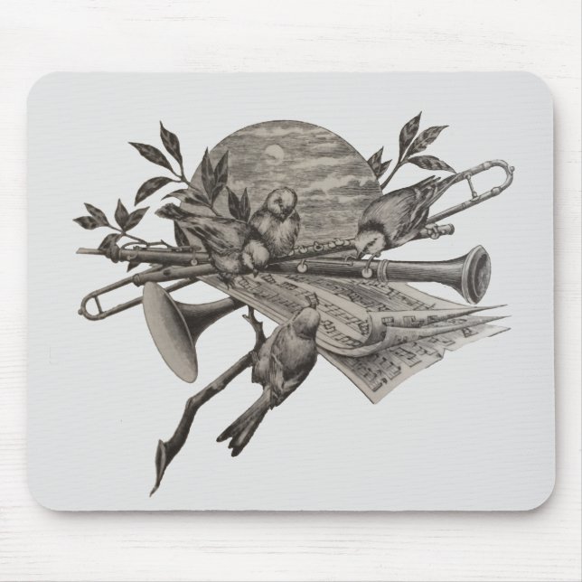 Vintage Music Lover Musical Band Instruments Mouse Mat (Front)