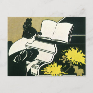 Vintage Music, Miss Traumerei Playing Piano, Reed Postcard