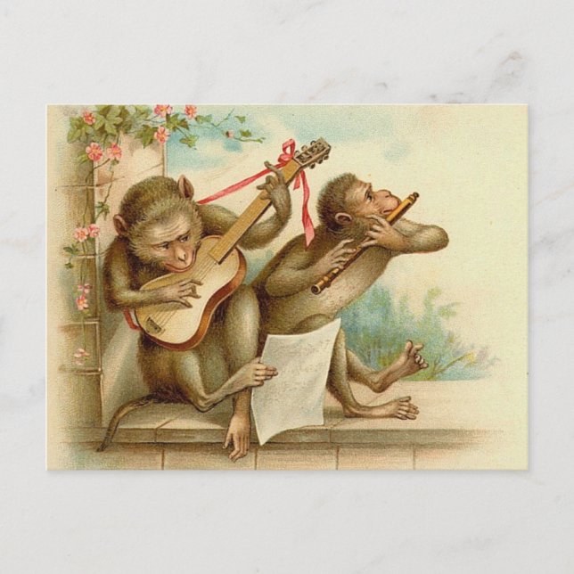 Vintage Music Monkeys Postcard (Front)
