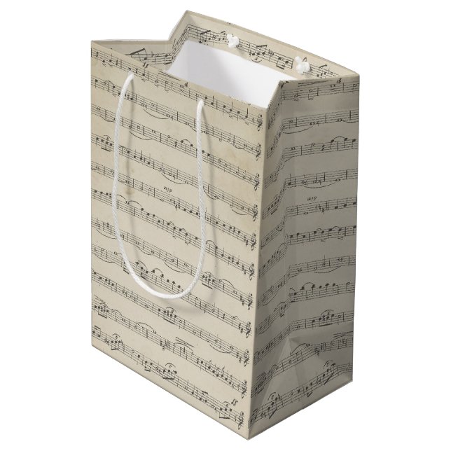 Vintage Music Note  Medium Gift Bag (Back Angled)