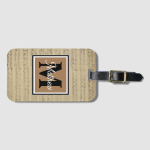 Vintage Music note Musician Monogram    Luggage Tag