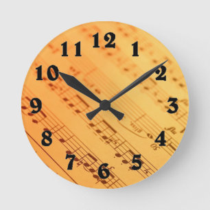 Vintage music note paper numbered clock