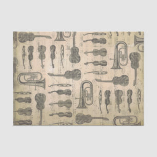 Vintage Music Note Pattern Guitar Violin Tuba  Tissue Paper