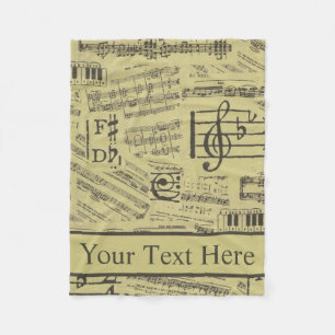 vintage music Note Pattern Music Theme musician Fleece Blanket