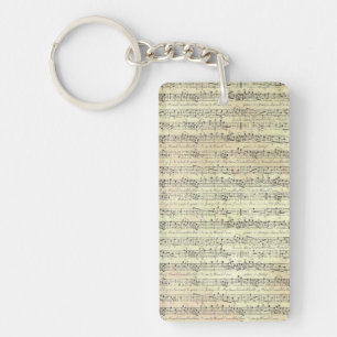 Vintage Music Note Pattern Music Theme Musician Key Ring
