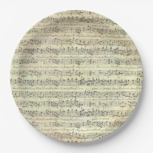 Vintage Music Note Pattern Music Theme Musician  Paper Plate