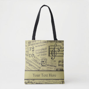 vintage music Note Pattern Music Theme musician Tote Bag