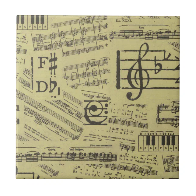 Vintage Music Note Pattern Musician Tile | Zazzle