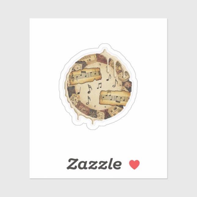 Vintage Music Notes Collage Sticker Design (Sheet)