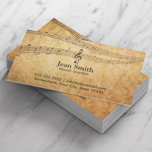 Vintage Music Notes Elegant Musical Business Card (Creator Uploaded)