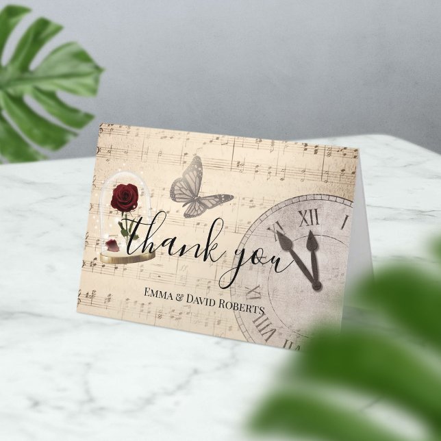Vintage Music Notes Elegant Wedding Thank You Card (Creator Uploaded)