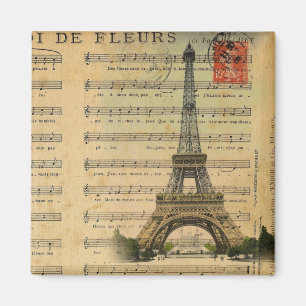 vintage music notes french paris eiffel tower magnet