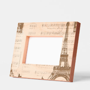 Vintage Music Notes Paris Eiffel Tower Etched Frames