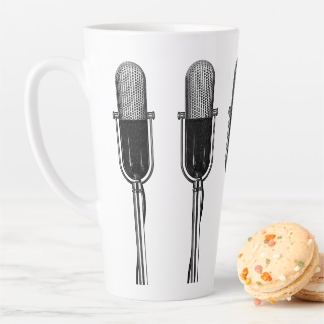Vintage Music, Old Fashioned Retro Microphone Latte Mug (In Situ)