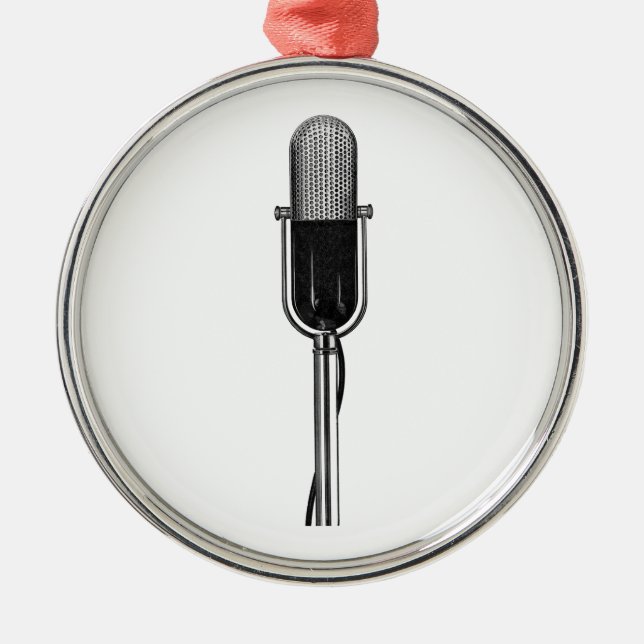 Vintage Music, Old Fashioned Retro Microphone Metal Tree Decoration (Front)