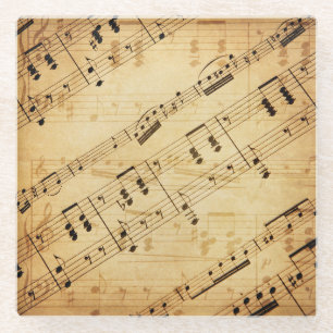 Vintage Music Partiture Glass Coaster
