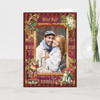 Vintage Music Photo Holiday Personalise Greeting Card
