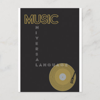Vintage Music Poster Record Player Postcard