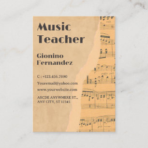 Vintage music recital business card