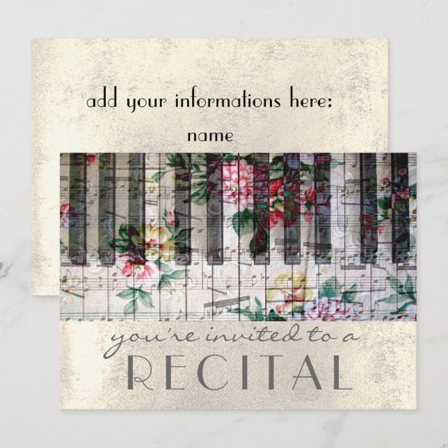 vintage music recital invitation (Front/Back)