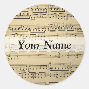 Vintage Music Sheet Classic Round Sticker