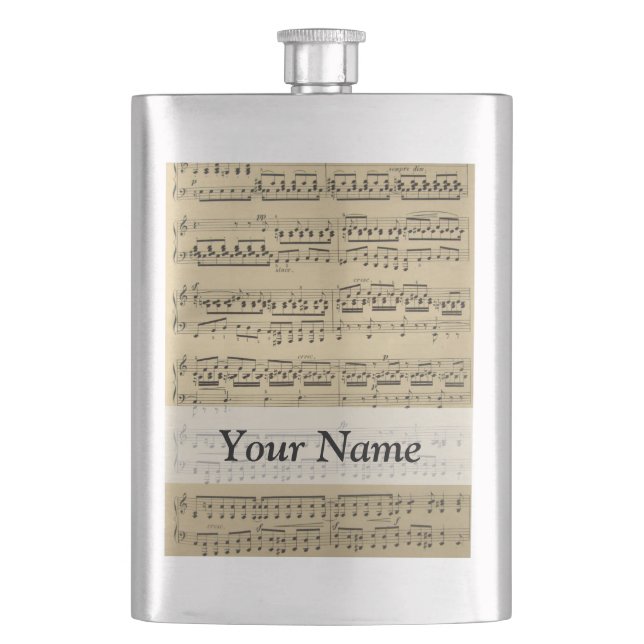Vintage Music Sheet Hip Flask (Front)