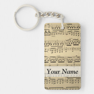 Vintage Music Sheet Key Ring