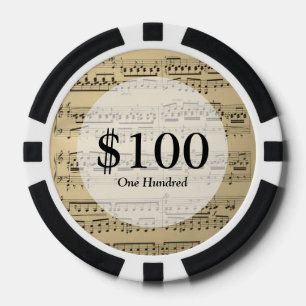 Vintage Music Sheet Poker Chips